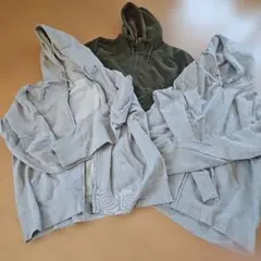 UNIQLO XL パーカー グレー オリーブ 3セット