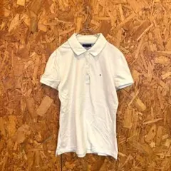 TOMMY HILFIGER 半袖ポロシャツ ロゴ刺繍 ホワイト レディース M