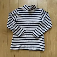 【子供服】無印良品キッズ タートルネック 長袖カットソー ストライプ110㎝
