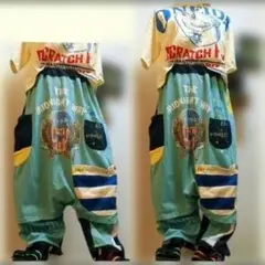 前後カラー違い サルエルパンツ