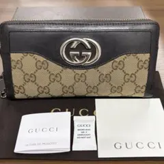 新品同様‼️ グッチ　GUCCI 財布　長財布　GGキャンバス ラウンドファスナー