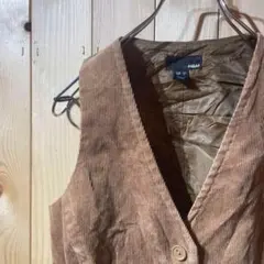 AE6489 H&M コーデュロイベスト キャメル レディース 34 ポス