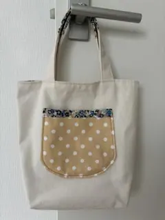 ハンドメイド トートバッグ 花柄 ドット柄