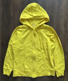 UNIQLO レディースパーカー ジップ付フーディ 黄色 L ユニクロ ジュニア
