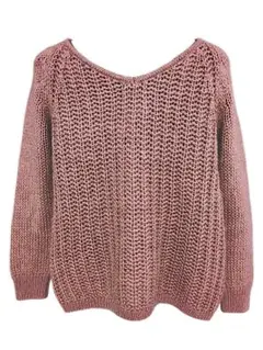 tomorrowland DES PRÉS くすみピンク長袖 ニット Vネック