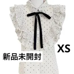 ミシェルマカロン ドットフリルブラウス XSサイズ - メルカリ