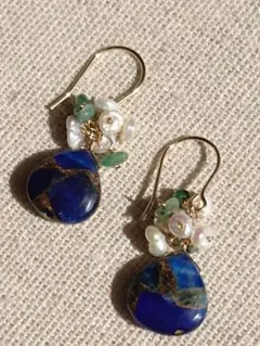 No.656 ブルーコッパーアパタイト ピアス