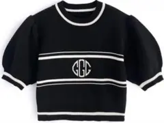 GRL グレイル パフスリーブモノグラムニットトップス【ru1064】