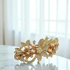 結婚式 パーティー 七五三 入学式 卒業式 バレッタ 髪飾り ピンクパール