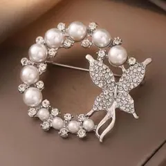 シルバー　ブローチ　バタフライ　蝶　上品　高見え　上品　パール　卒業式　入学式