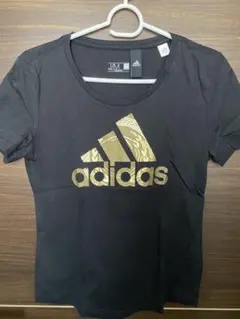adidas レディース　Tシャツ ブラック ゴールドロゴ J/Mのサムネイル