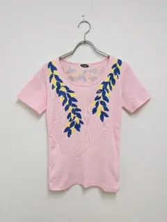 Hula Hawaii 半袖 Tシャツ ピンク リーフ柄　フラダンスのサムネイル