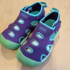 【最終値下げ！】KEEN キッズ サンダル 紫/緑　19.5cm