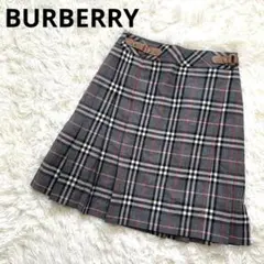 BURBERRY バーバリー　ミニ丈プリーツ巻きスカート　グレー　チェック　毛