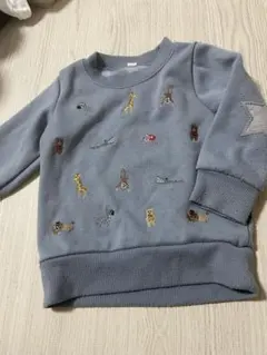 ベビーキッズ 動物刺繍裏起毛トレーナー ブルー 90cm❤️男の子