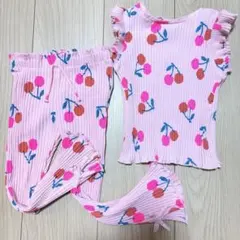【美品】ZARA チェリー柄Tシャツ　長ズボン　セットアップ　90 100
