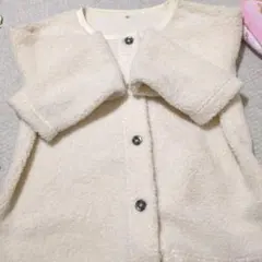 クリーム色フリースカーディガン