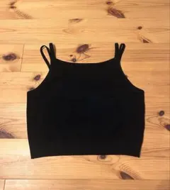 リブ編み ブラック タンクトップ Sサイズ