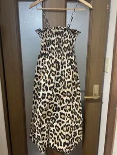 ヒョウ柄 マキシワンピース ストレッチ素材