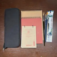 スケッチブック3冊＋水彩筆7本（ケース付き）まとめ売り アート用品セット