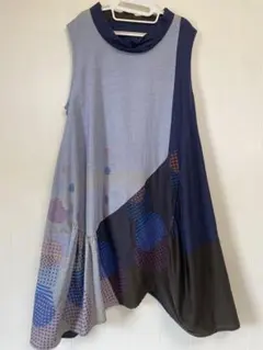 22SS✨未使用級 慈雨 アシンメトリー総柄変形ワンピースロング