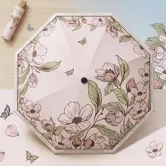 晴雨兼用　折りたたみ傘　レディース　花柄　大判　UVカット　ピンク