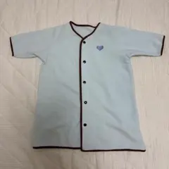 水色 フリース スリーパー 象刺繍 半袖