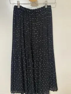 ドット柄 黒 プリーツスカート ローリーズファーム/LOWRYS FARM