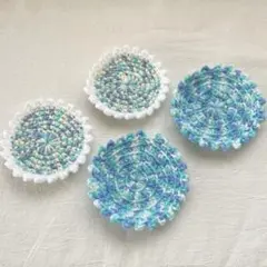 アクリルたわし エコたわし ハンドメイド 手編み コースター ナチュラル 北欧のサムネイル