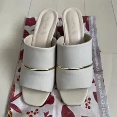 レディース　RagOut ベージュ フラットサンダル ゴールド装飾