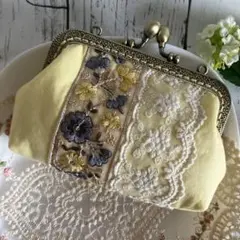 インド刺繍リボン がま口ポーチ ハンドメイド