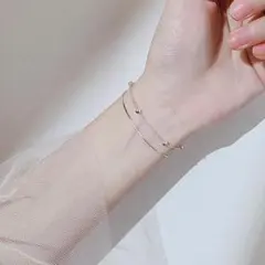 2連チェーンのかわいいミニブレスレット シルバーアクセサリー m24