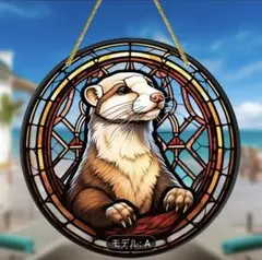 新作　フェレット　横向き　おすまし　サンキャッチャーのサムネイル
