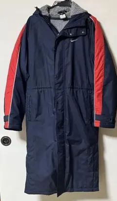 コ*バ様 NIKE ベンチコート メンズ S ロング丈 裏ボア 防寒 ネイビー