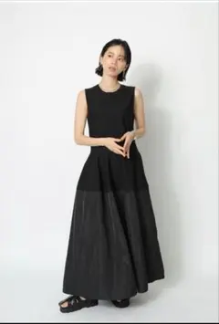 CADUNE ブラック　ロングワンピース　【３８サイズ】