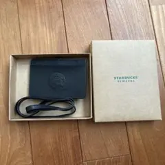 Starbucks ブラック レザー パスケース