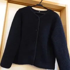 ユニクロ　ボアスウェットジャケット　黒のサムネイル