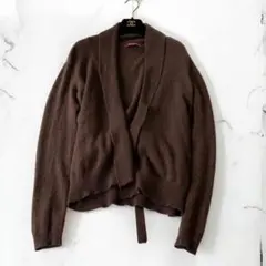 MaxMara マックスマーラ　カシミヤ ベルトカーディガン　ニットM 女性茶色のサムネイル