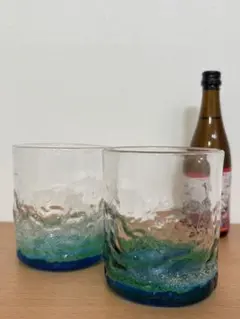 琉球ガラス ロックグラス 2個セット 海色