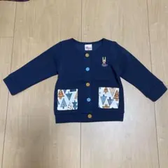 キッズ ネイビー カーディガン 90cm 裏起毛 うさぎ