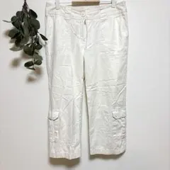 ホワイト カーゴパンツ【L】ハーフパンツ ショートパンツ ワイド クロップド丈