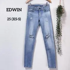 EDWIN エドウィン ダメージスキニー デニムパンツ 美シルエット XS-Sのサムネイル