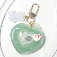 ダブルハートシェイカーキーホルダー　抹茶スイーツ