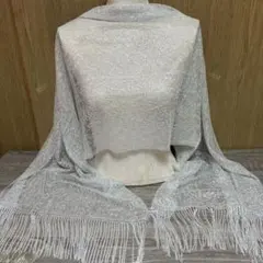 シルバー フリンジ付き 縦長　スカーフ☝˃̵͈̑ᴗ˂̵͈̑❤