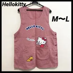 Hellokitty エプロン　赤　チェック柄　M〜L 保育士　介護士のサムネイル