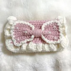 リボンペンケース 編み物 ポーチ