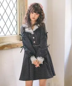 ROJITA　袖リボンテーラード ワンピース　ハートドット 量産型　地雷系