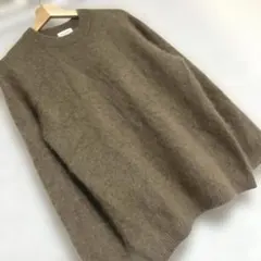 ブラウン シャギークルーネックセーター