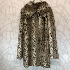 レオパード　ヒョウ柄　ファーコート　総柄　毛皮　R