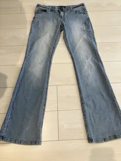 refuge.デニムジーンズフレア ライトブルー ダメージ加工